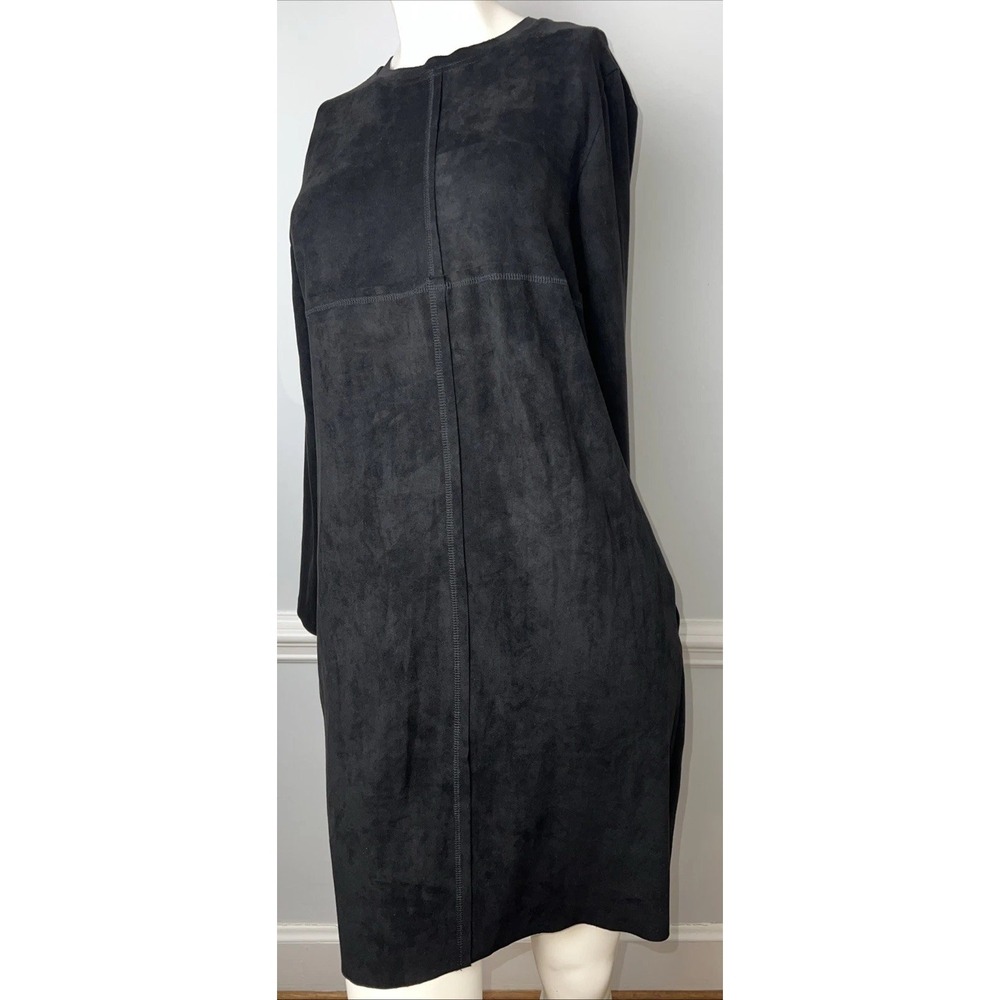 JOH Aurora Dress Faux Suede Black Long Sleeve Round Neck Women's Small NWT